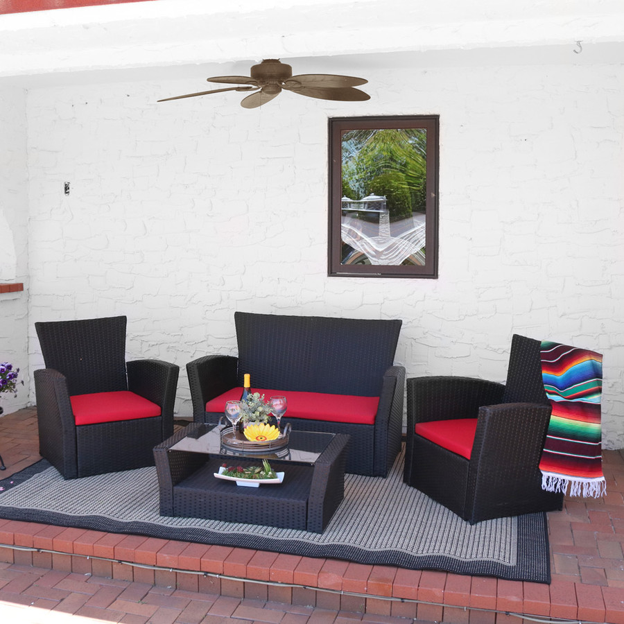 Sunnydaze Brisbane 4-Piece Rattan Patio Furniture Set