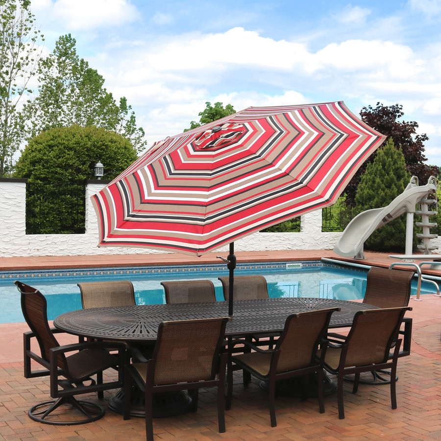 Sunnydaze Striped Aluminum Patio Umbrella 9