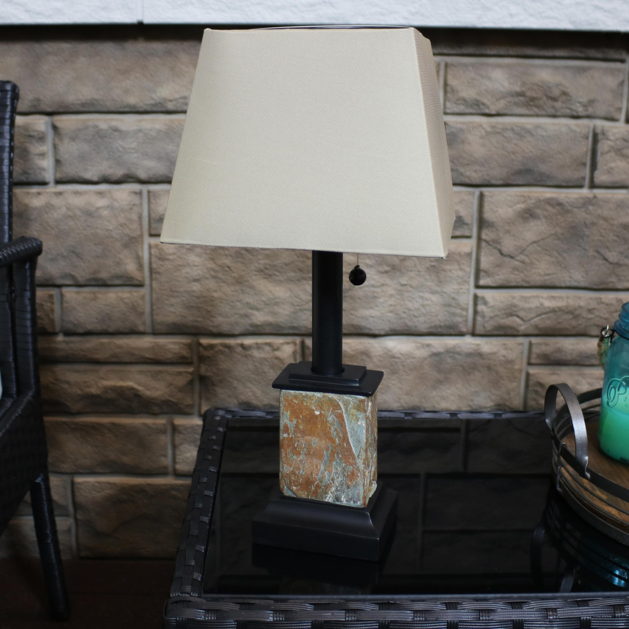 Sunnydaze Outdoor Small Square Slate Solar Table Lamp, 16 ...