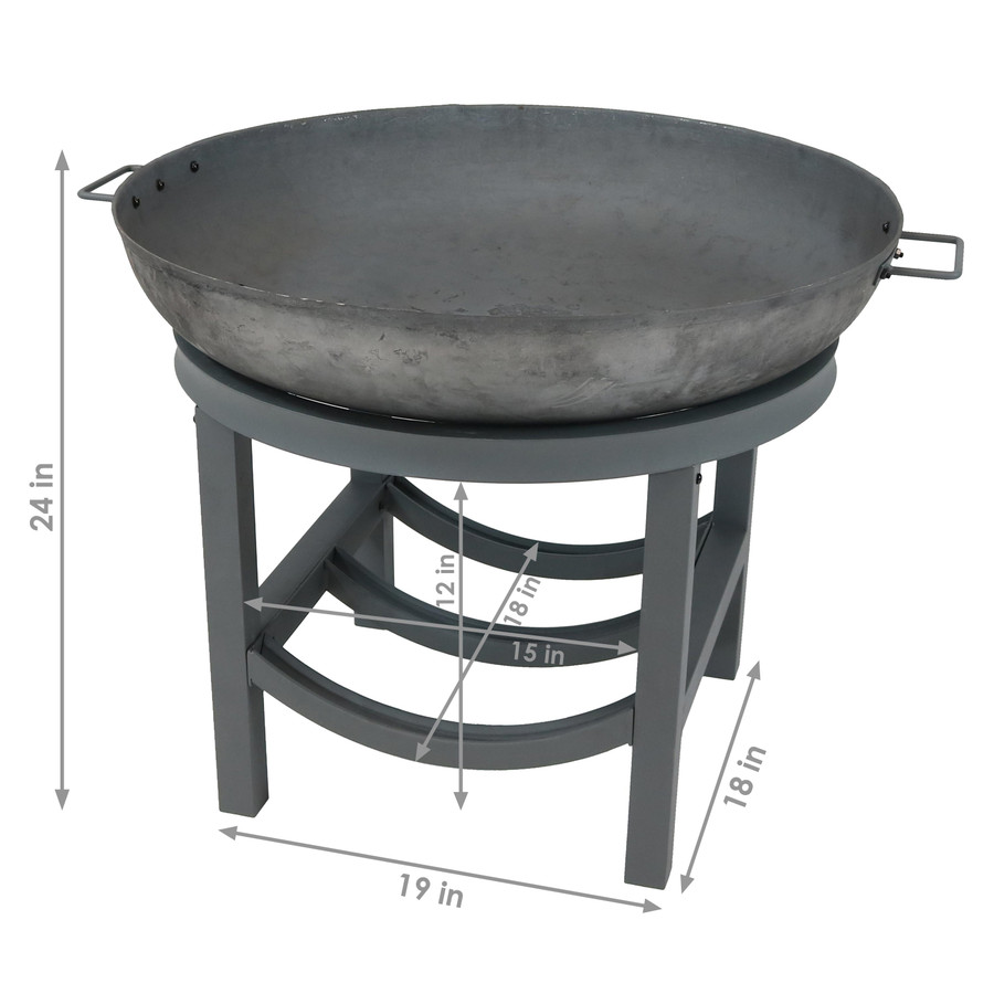 Sunnydaze 30-Inch Cast Iron Fire Pit with Built-In Log Rack