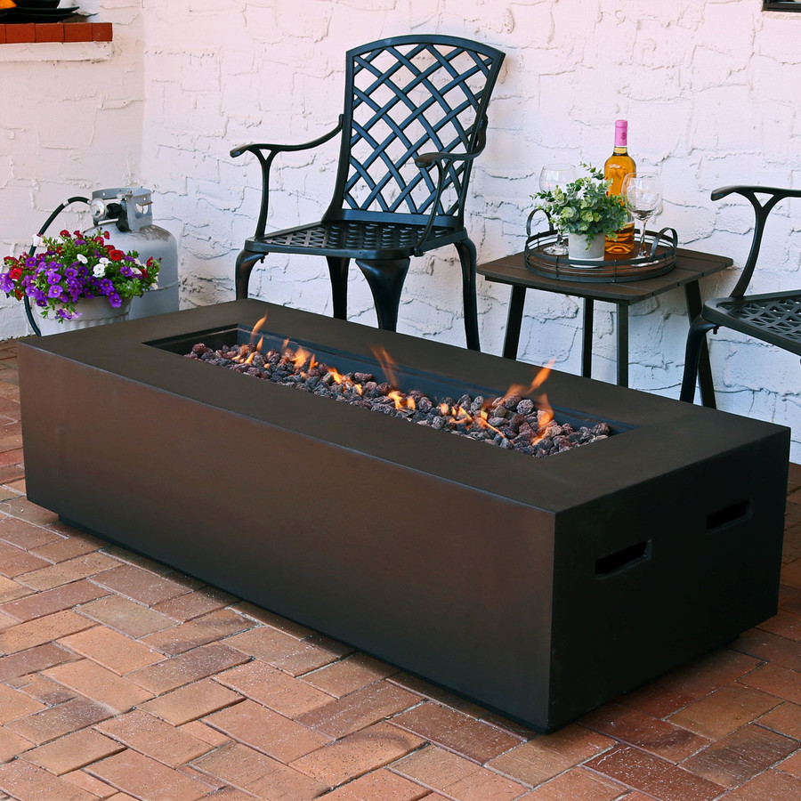 Sunnydaze 56-Inch Brown Modern Rectangular Liquid Propane ...