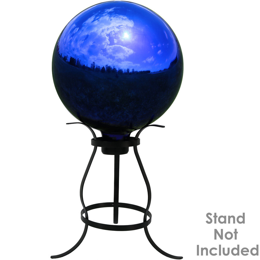 View of Blue Mirrored Surface Gazing Globe Ball (Please Note, Stand is Not Included)