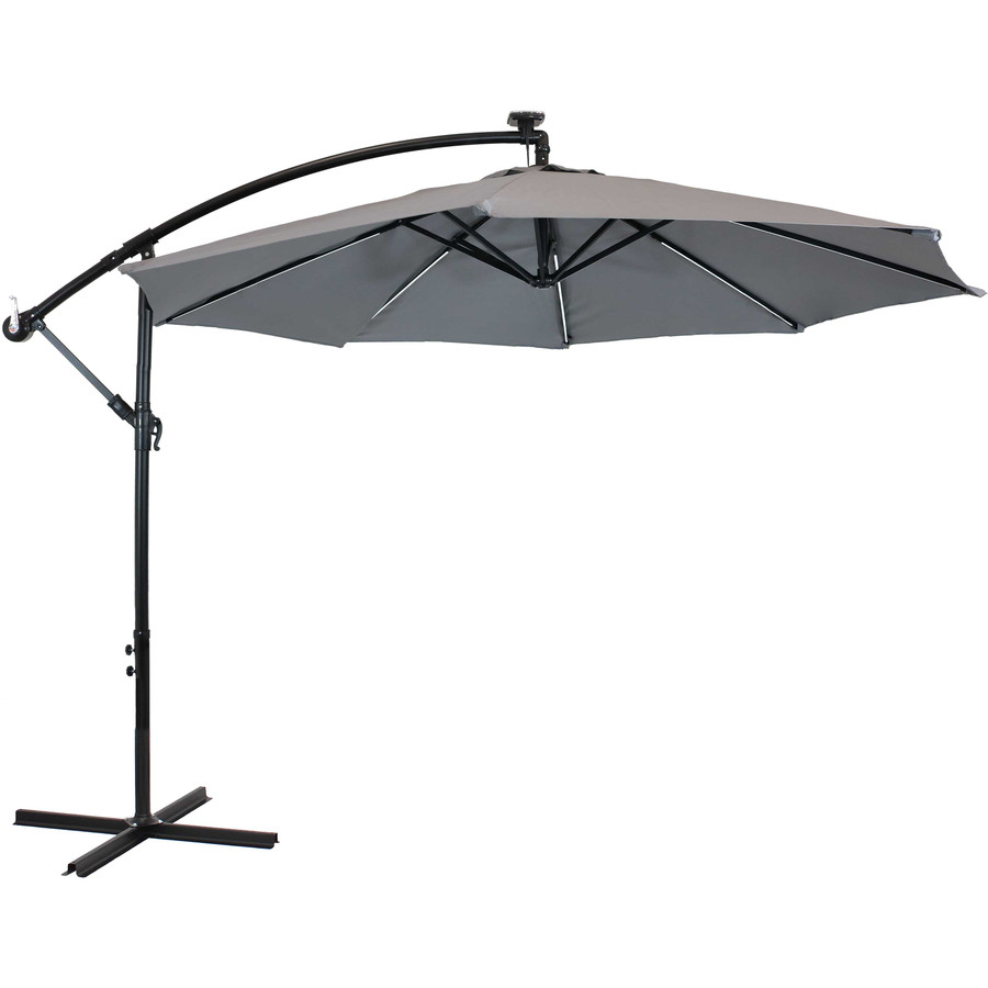 Sunnydaze Offset Outdoor Patio Umbrella With Solar Led Lights Multiple Colors Available