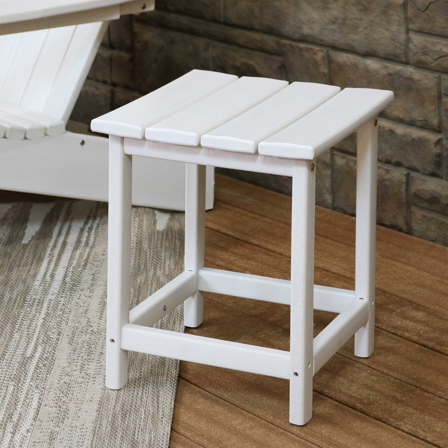 Sunnydaze All-Weather Outdoor Side Table - White