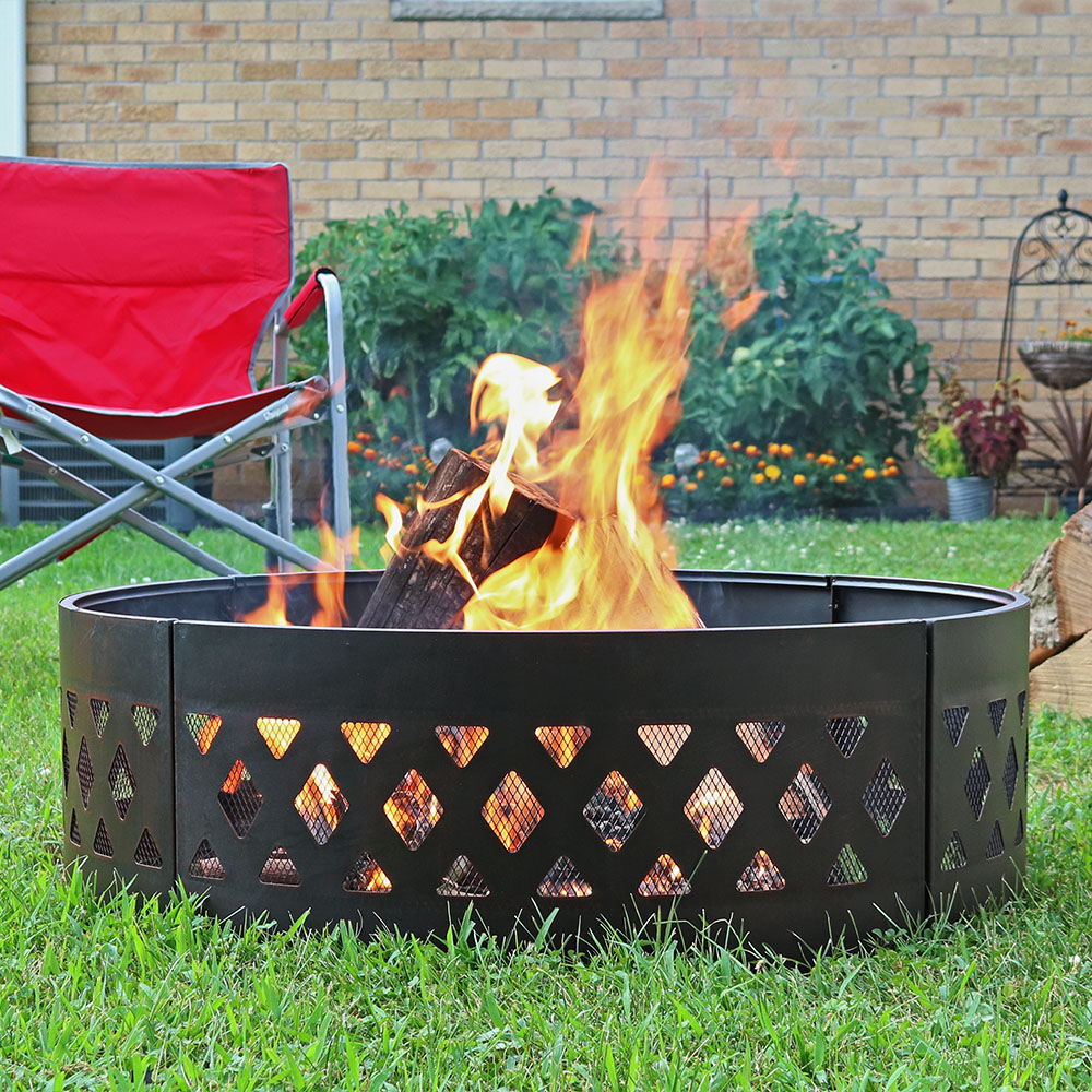 Home Garden Outdoor Cooking Eating Fire Pit Ring Steel Large