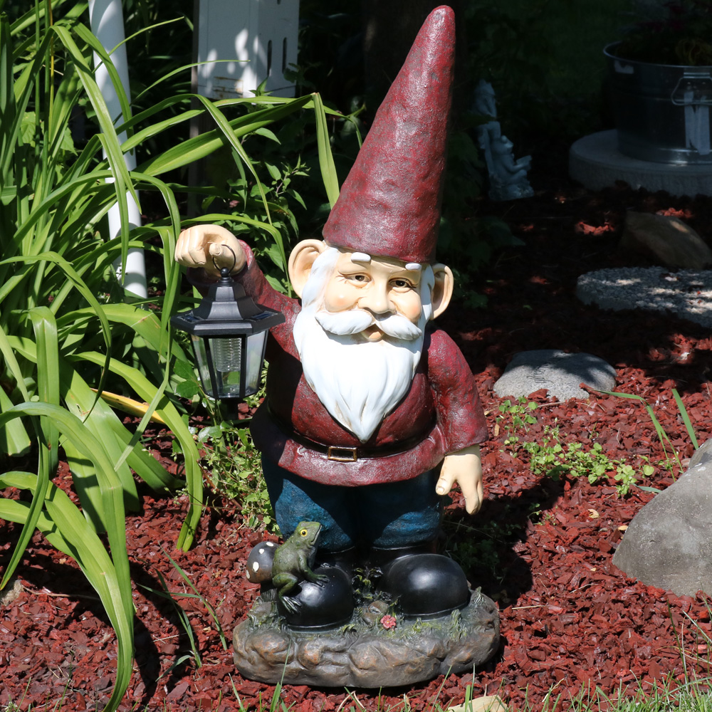 Sammy The Solar Lantern Gnome 29 By Sunnydaze Decor Outdoor Decor