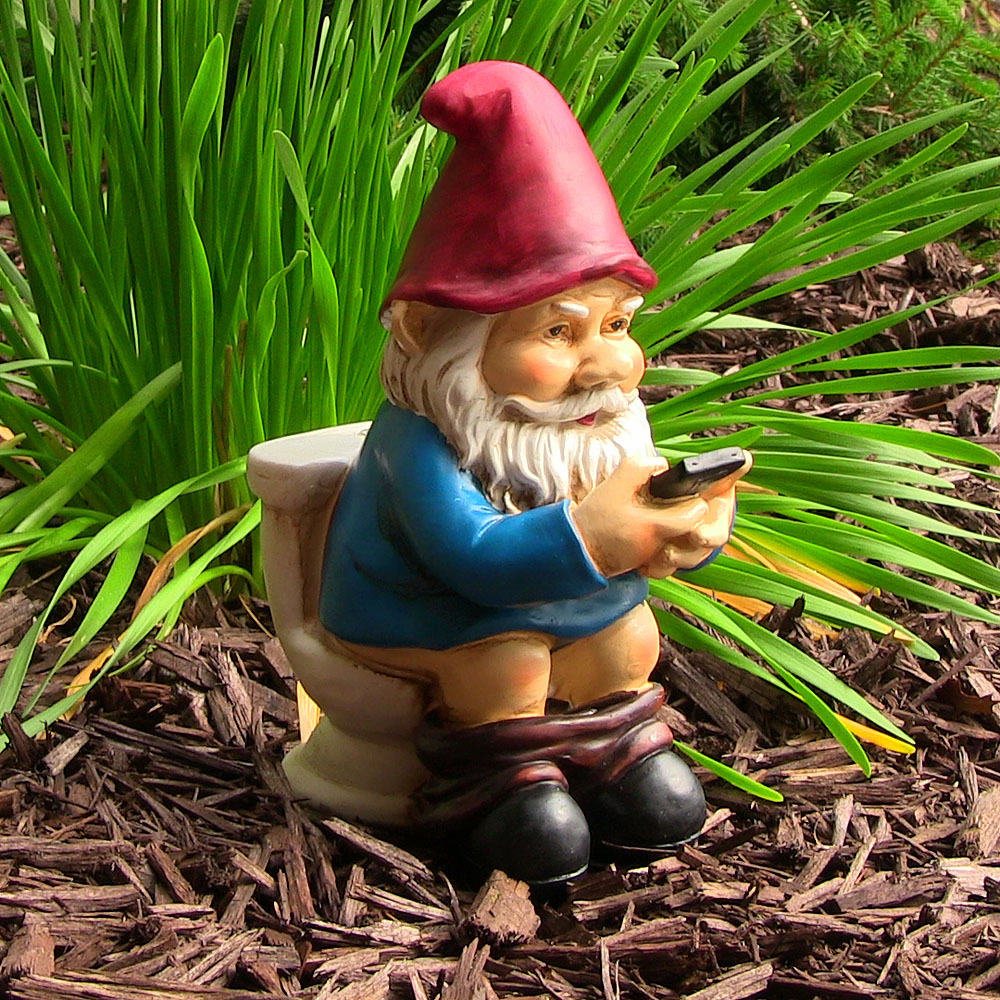Cody The Gnome Reading Phone On The Throne 9 5 By Sunnydaze