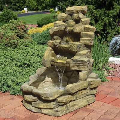 Sunnydaze Stone Falls Outdoor Fountain Water Fountains