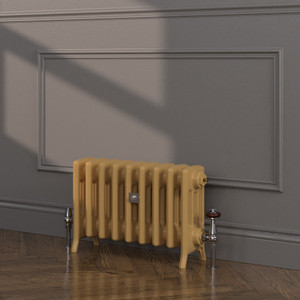 CI-NE360-4-FARROW-BALL-HERITAGE-PAINT-FINISH-INDIA-YELLOW-066-LS00 - Georgian 4 Column Cast Iron Radiator H360mm x W208mm