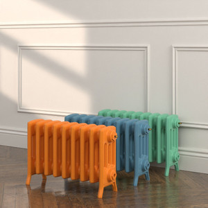 CI-NE360-LG-209-MARIGOLD-260-AIR-FORCE-BLUE-092-GREEN-VERDITER - Georgian 4 Column Cast Iron Radiator H360mm x W208mm