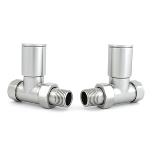 M-MAN-007-ST-SN - Marvine Modern Manual Straight Brushed Satin Nickel Radiator Valves