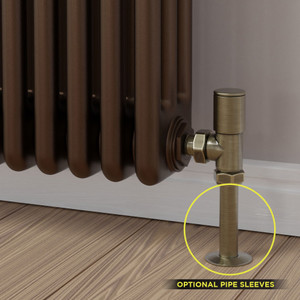 M-MAN-006-AG-AB-SLEEVE-OPTION - Marvine Modern Manual Angled Jet Black Radiator Valves