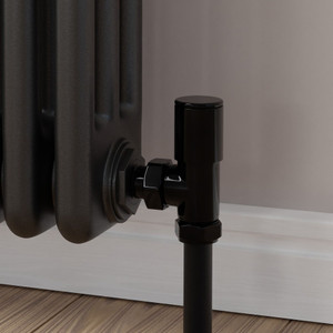 M-MAN-006-AG-JB-CU00 - Marvine Modern Manual Angled Jet Black Radiator Valves