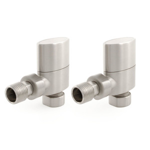 M-MAN-018-AG-SN-ALT01 - Oval Modern Manual Angled Brushed Satin Nickel Radiator Valves
