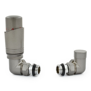 M-TRV-052-CR-MGP - Duran Modern TRV Corner Metallic Grey Thermostatic Radiator Valves with Sleeves