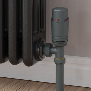 M-TRV-050-AG-GG-CU00 - Duran Modern TRV Angled Gunboat Grey Thermostatic Radiator Valves with Sleeves