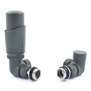 M-TRV-052-CR-GG - Duran Modern TRV Corner Gunboat Grey Thermostatic Radiator Valves with Sleeves