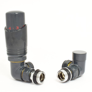 M-TRV-052-CR-A - Duran Modern TRV Corner Anthracite Thermostatic Radiator Valves With Sleeves