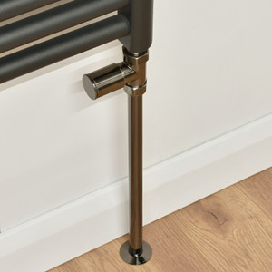 M-MAN-007-ST-BL-PIP - Marvine Modern Manual Straight Black Nickel Radiator Valves With Sleeves