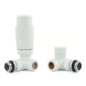 M-TRV-073-CR-WW-ALT01 - Ramone Modern Corner TRV All White Thermostatic Radiator Valves With Sleeves