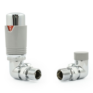 M-TRV-076-CR-CS - Exeter Modern TRV Corner Chrome & Silver Thermostatic Radiator Valves