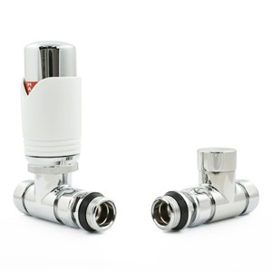 M-TRV-072-ST-W - Ramone Modern TRV Straight White Thermostatic Radiator Valves With Sleeves