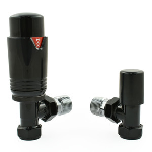 M-TRV-074-AG-FB-ALT00 - Exeter Modern TRV Angled Full Black Thermostatic Radiator Valve