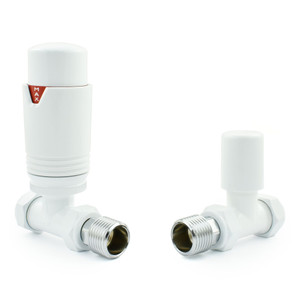 M-TRV-075-ST-WW - Exeter Modern TRV Straight All-White Thermostatic Radiator Valve With Sleeves