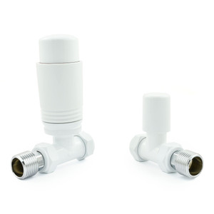 M-TRV-075-ST-WW-ALT01 - Exeter Modern TRV Straight All-White Thermostatic Radiator Valve With Sleeves