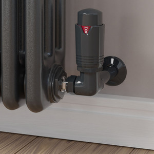 M-TRV-076-CR-AA-CU00 - Exeter Modern TRV Corner All-Anthracite Thermostatic Radiator Valve With Sleeves