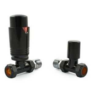 M-TRV-075-ST-FB-ALT00 - Exeter Modern TRV Full Black Towel Radiator Valve