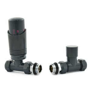 M-TRV-051-ST-A - Duran Modern TRV Anthracite Towel Radiator Valves