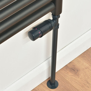 M-TRV-051-ST-A-PIP - Duran Modern TRV Straight Anthracite Towel Radiator Valves with Sleeves