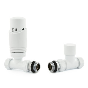 M-TRV-051-ST-W - Duran Modern TRV White Towel Radiator Valves