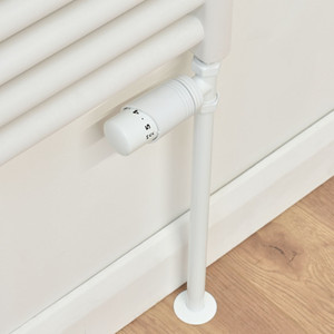 M-TRV-051-ST-W-PIP - Duran Modern TRV White Towel Radiator Valves with Sleeves
