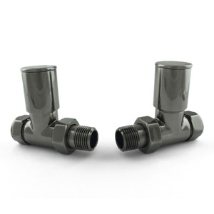 M-MAN-007-ST-BL - Marvine Modern Manual Black Nickel Towel Radiator Valves With Sleeves