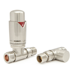 M-TRV-002-ST-SN-ALT00 - Ramone Modern TRV Satin Nickel Towel Radiator Valves with Sleeves