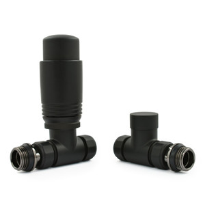 M-TRV-072-ST-SB-ALT01 - Ramone Modern TRV Satin Black Towel Radiator Valves With Sleeves