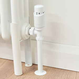 M-TRV-050-AG-W-PIP - Duran Modern TRV Angled White Thermostatic Radiator Valves with Sleeves