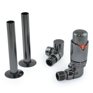 M-TRV-003-CR-BL-PIP-ALT00 - Ramone Modern TRV Corner Black Nickel Thermostatic Radiator Valves with Sleeves