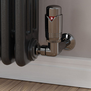 M-TRV-003-CR-BL-CU00 - Ramone Modern TRV Corner Black Nickel Thermostatic Radiator Valves with Sleeves