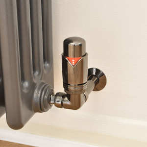 M-TRV-003-CR-BL-PIP - Ramone Modern TRV Corner Black Nickel Thermostatic Radiator Valves with Sleeves