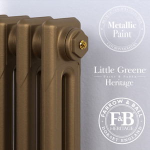 CI-RK-OLD-GOLD-PAINT-CU00 - Rook 2 Column Victorian Cast Iron Radiator H460mm x W216mm