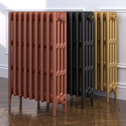 CI-RC-760-MET-COPPER-NAT-CAST-GOLD-ALT00 - Richmond 4 Column Victorian Cast Iron Radiator H760mm x W584mm