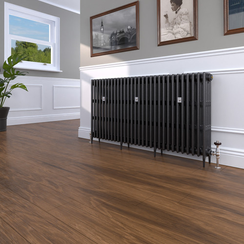CI-RC760-30-MET-NAT-CAST-LS00 - Richmond 4 Column Victorian Cast Iron Radiator H760mm x W1684mm
