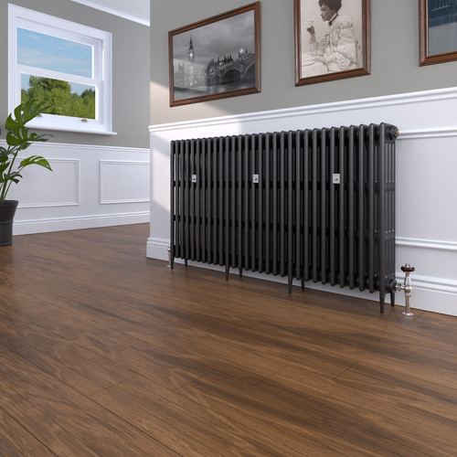 CI-RC813-30-MET-NAT-CAST-LS00 - Richmond 4 Column Victorian Cast Iron Radiator H813mm x W1296mm