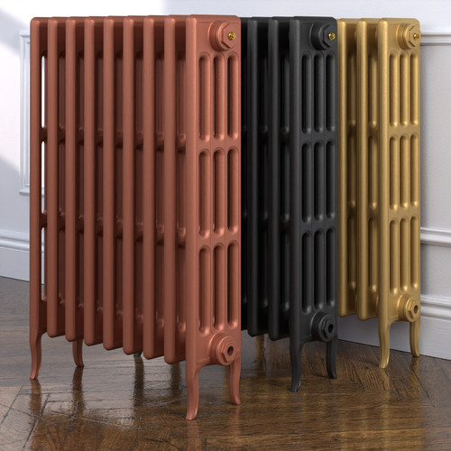 CI-RC-813-MET-COPPER-NAT-CAST-GOLD-ALT00 - Richmond 4 Column Victorian Cast Iron Radiator H813mm x W1537mm
