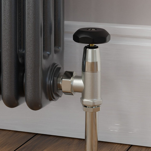 T-MAN-066-AG-N-CU00 - Buckland Traditional Manual Angled Nickel Radiator Valves with Sleeves