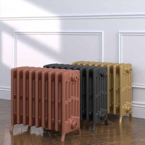 CI-NE-485-6-MET-COPPER-NAT-CAST-GOLD-ALT00 - Georgian 6 Column Cast Iron Radiator H505mm x W269mm
