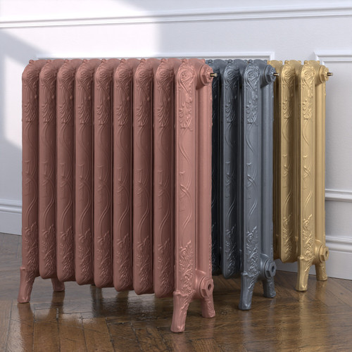 CI-CH-760-MET-COPPER-NAT-CAST-GOLD-ALT00 - Chester 2 Column Cast Iron Radiator H760mm x W673mm
